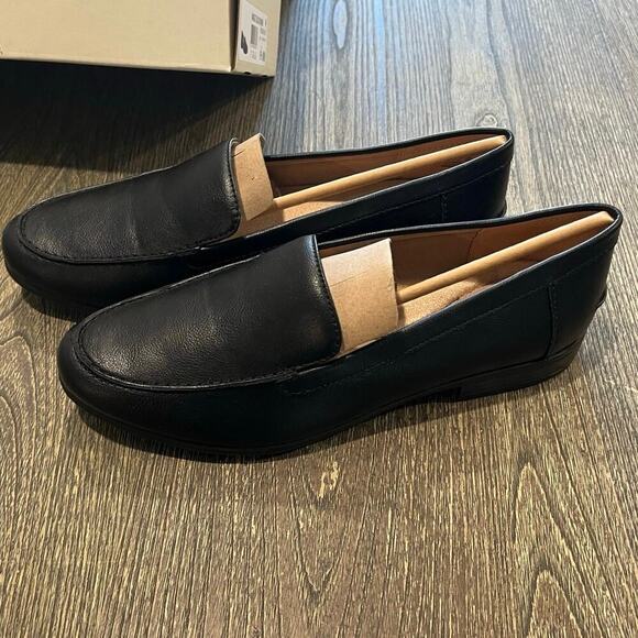 New LifeStride Womens Margot Loafers Shoes Leather Slip-On Moc Toe Black Sz 9.5 - Picture 1 of 9